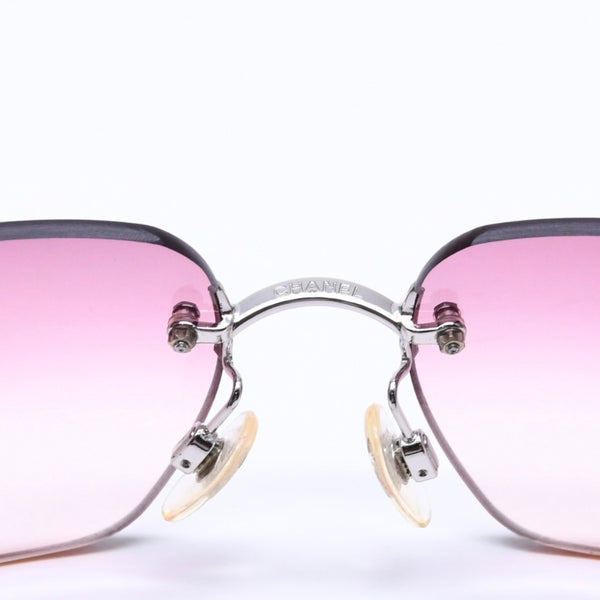 Very Good Condition CHANEL Rimless Sunglasses Eyewear 4017-D c.124/89 Size 62□17 120 Coco Mark Rhinestone Used 4a005433