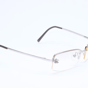CHANEL シャネル ハーフリム サングラス アイウェア 4093-B c.124/6I サイズ56□16 130 ココマーク ラインストーン 美品 中古 4a005434