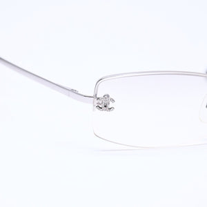 CHANEL シャネル ハーフリム サングラス アイウェア 4093-B c.124/6I サイズ56□16 130 ココマーク ラインストーン 美品 中古 4a005434