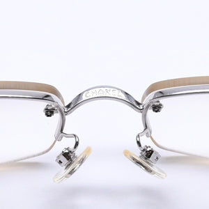 CHANEL シャネル ハーフリム サングラス アイウェア 4093-B c.124/6I サイズ56□16 130 ココマーク ラインストーン 美品 中古 4a005434