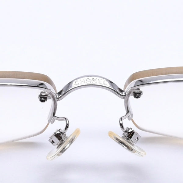 CHANEL シャネル ハーフリム サングラス アイウェア 4093-B c.124/6I サイズ56□16 130 ココマーク ラインストーン 美品 中古 4a005434