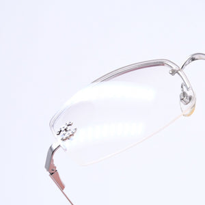 CHANEL シャネル ハーフリム サングラス アイウェア 4093-B c.124/6I サイズ56□16 130 ココマーク ラインストーン 美品 中古 4a005434