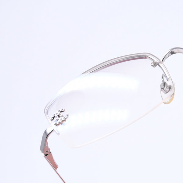 CHANEL シャネル ハーフリム サングラス アイウェア 4093-B c.124/6I サイズ56□16 130 ココマーク ラインストーン 美品 中古 4a005434