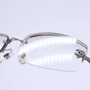CHANEL シャネル ハーフリム サングラス アイウェア 4093-B c.124/6I サイズ56□16 130 ココマーク ラインストーン 美品 中古 4a005434