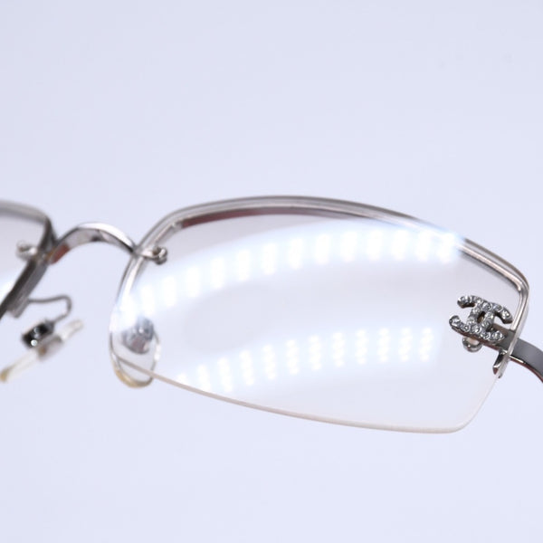 CHANEL シャネル ハーフリム サングラス アイウェア 4093-B c.124/6I サイズ56□16 130 ココマーク ラインストーン 美品 中古 4a005434