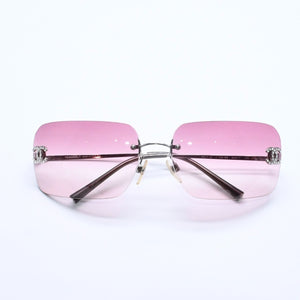 Very Good Condition CHANEL Rimless Sunglasses Eyewear 4017-D c.124/89 Size 62□17 120 Coco Mark Rhinestone Used 4a005433