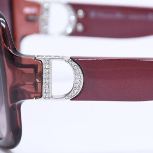Christian Dior クリスチャンディオール サングラス アイウェア ラインストーン ブラウン ワインレッド 19OJD サイズ60◻︎15 125 美品 中古 4a005170