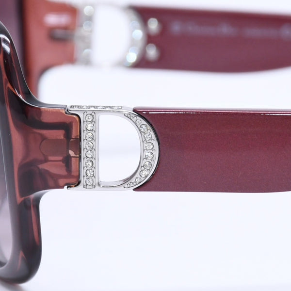 Christian Dior クリスチャンディオール サングラス アイウェア ラインストーン ブラウン ワインレッド 19OJD サイズ60◻︎15 125 美品 中古 4a005170