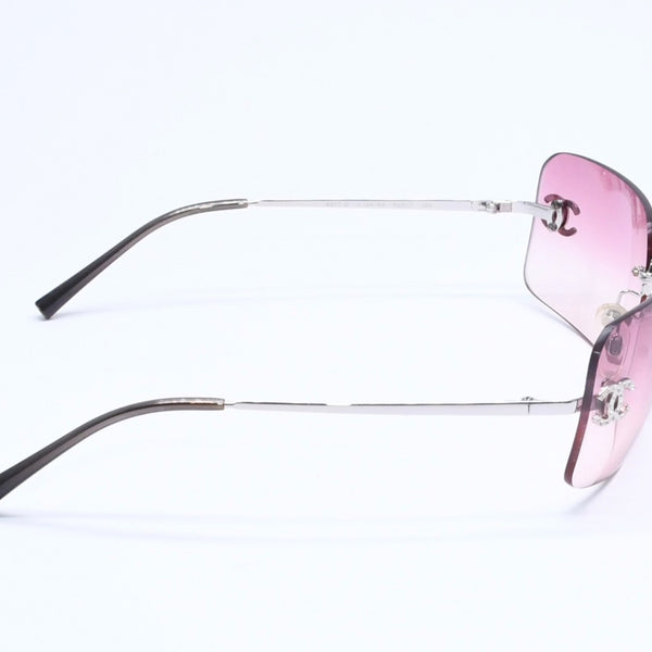 Very Good Condition CHANEL Rimless Sunglasses Eyewear 4017-D c.124/89 Size 62□17 120 Coco Mark Rhinestone Used 4a005433