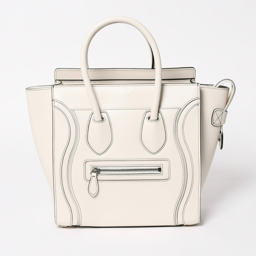 CELINE セリーヌ ハンドバッグ マイクロラゲージ フィービー期 アイボリー ホワイト S-CU-4196 美品 中古 4a005436
