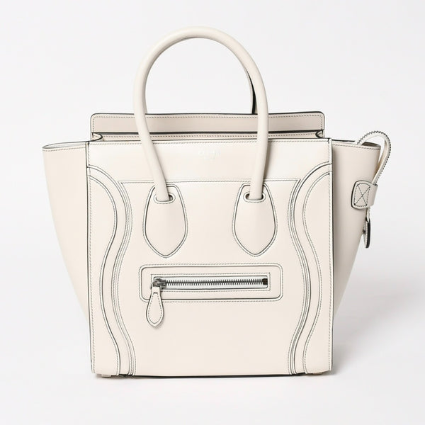 CELINE Handbag Micro Luggage Phoebe Period Ivory White S-CU-4196 Good Condition Used 4a005436