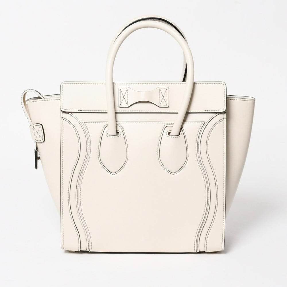 CELINE セリーヌ ハンドバッグ マイクロラゲージ フィービー期 アイボリー ホワイト S-CU-4196 美品 中古 4a005436