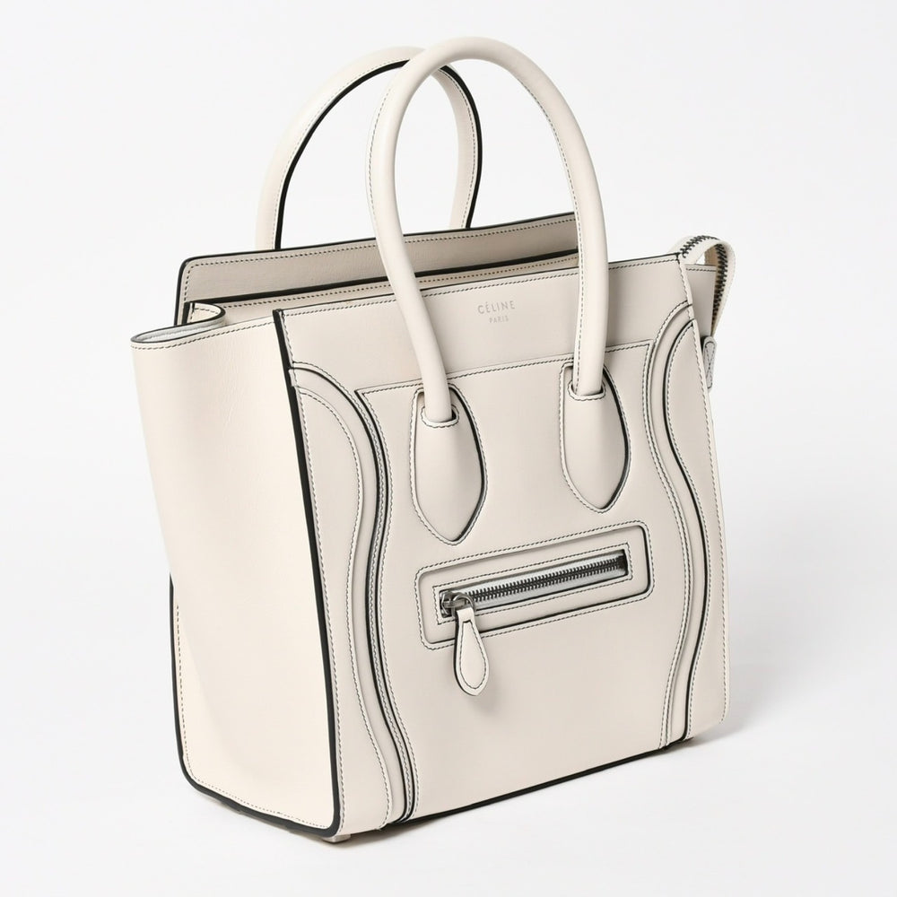 CELINE Handbag Micro Luggage Phoebe Period Ivory White S-CU-4196 Good Condition Used 4a005436