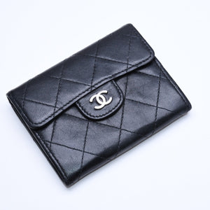 CHANEL シャネル マトラッセ コインカードケース 13番台 コインケース ココマーク ラムスキン シルバー金具 美品 中古 4a005452