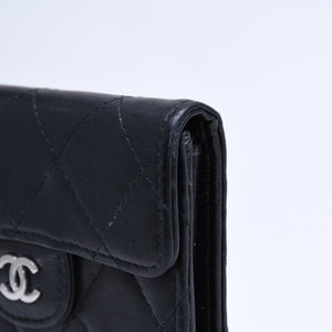 CHANEL シャネル マトラッセ コインカードケース 13番台 コインケース ココマーク ラムスキン シルバー金具 美品 中古 4a005452