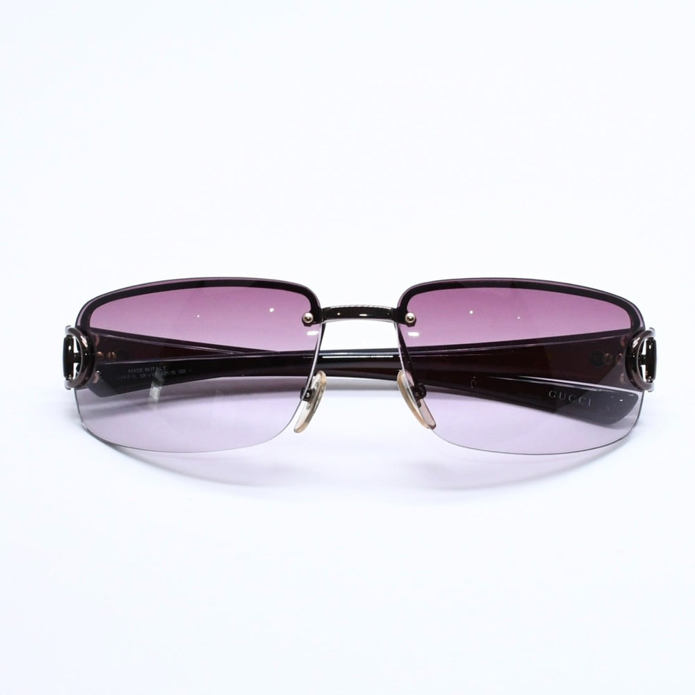 極美品 GUCCI グッチ ハーフリム サングラス アイウェア GG2744/F/S BKVYT サイズ62□15 130 ホースビット ブラウン 中古 4a005451