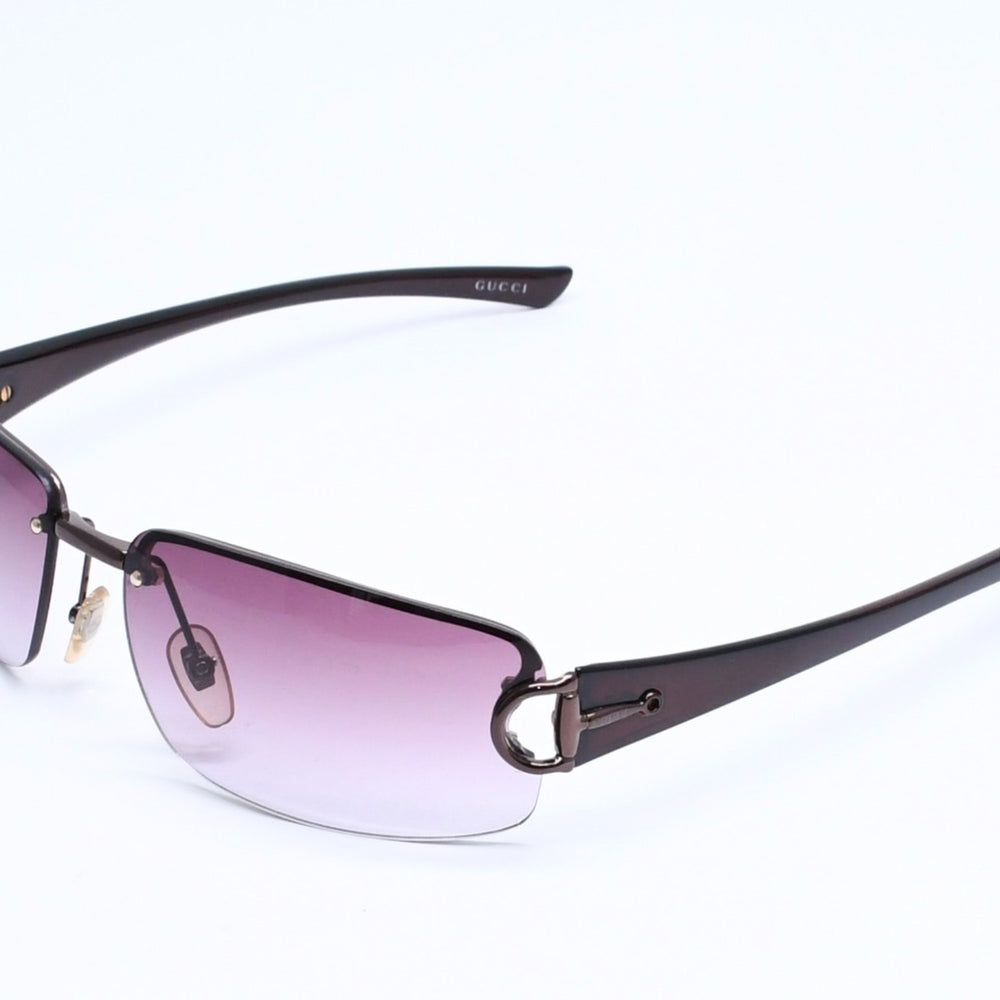 Very Good Condition GUCCI Gucci Half Rim Sunglasses Eyewear GG2744/F/S BKVYT Size 62□15 130 Horsebit Brown Used 4a005451