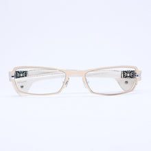 画像をギャラリービューアに読み込む, CHROME HEARTS クロムハーツ M.DIVERⅡ 伊達メガネ アイウェア サイズ54□18-130 CHプラス装飾 レザー シルバー925 ホワイト 美品 中古 4a005733