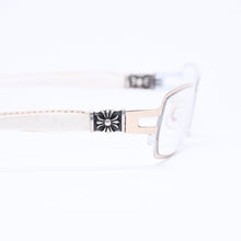 画像をギャラリービューアに読み込む, CHROME HEARTS クロムハーツ M.DIVERⅡ 伊達メガネ アイウェア サイズ54□18-130 CHプラス装飾 レザー シルバー925 ホワイト 美品 中古 4a005733