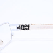 画像をギャラリービューアに読み込む, CHROME HEARTS クロムハーツ M.DIVERⅡ 伊達メガネ アイウェア サイズ54□18-130 CHプラス装飾 レザー シルバー925 ホワイト 美品 中古 4a005733
