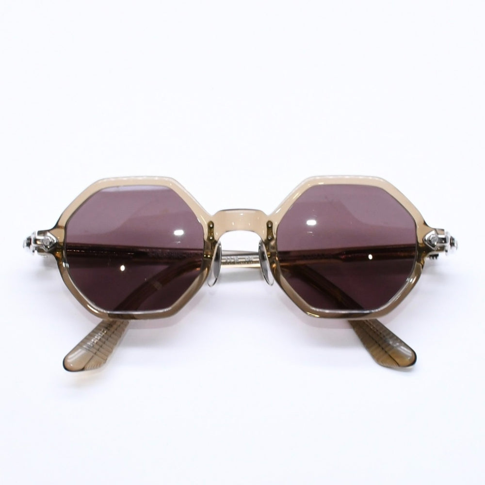 極美品 CHROME HEARTS クロムハーツ CLITCO-A サングラス アイウェア サイズ46□23-141 フレアニー オクタゴン クリアオリーブ 中古 4a005758