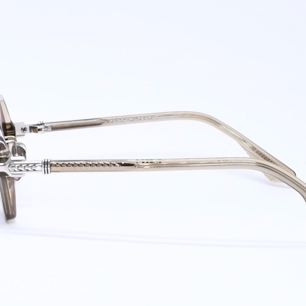 極美品 CHROME HEARTS クロムハーツ CLITCO-A サングラス アイウェア サイズ46□23-141 フレアニー オクタゴン クリアオリーブ 中古 4a005758