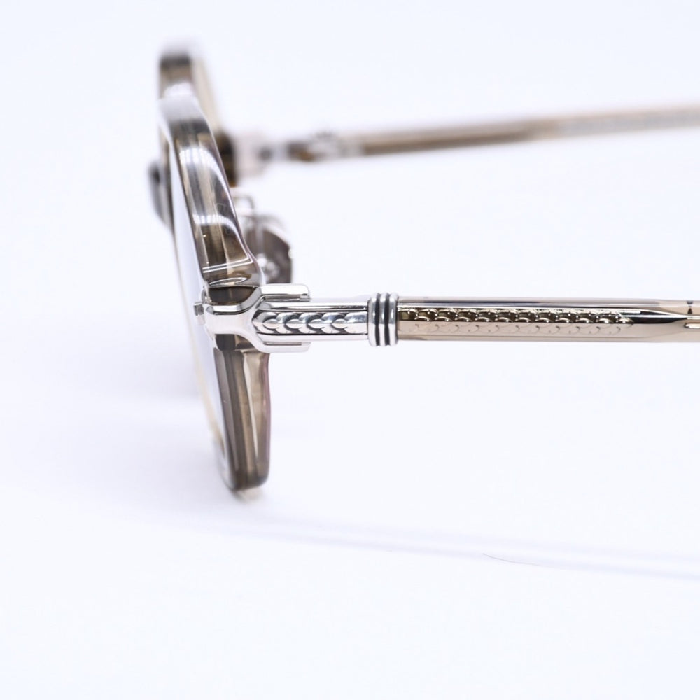 極美品 CHROME HEARTS クロムハーツ CLITCO-A サングラス アイウェア サイズ46□23-141 フレアニー オクタゴン クリアオリーブ 中古 4a005758