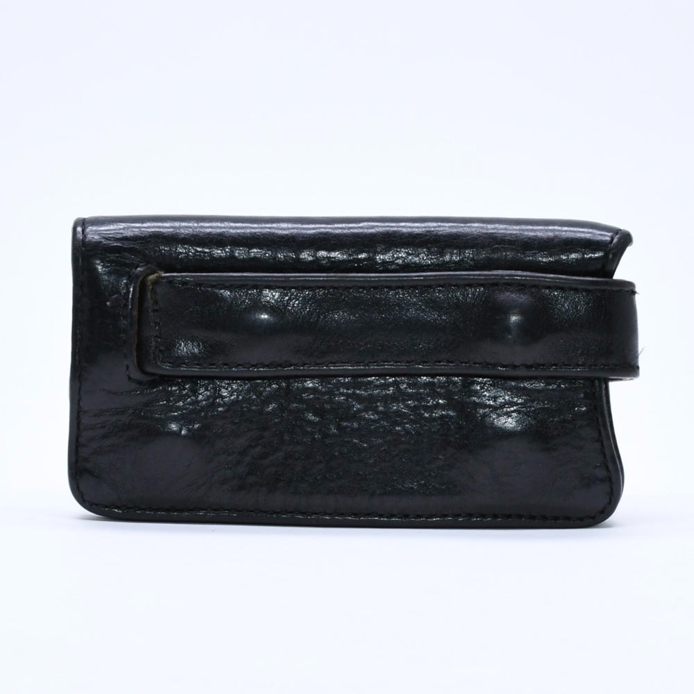 CHROME HEARTS クロムハーツ キーケース クロスボールボタン スナップストラップ ブラック レザー シルバー925 美品 中古 4a005743