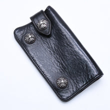 画像をギャラリービューアに読み込む, CHROME HEARTS クロムハーツ キーケース クロスボールボタン スナップストラップ ブラック レザー シルバー925 美品 中古 4a005743