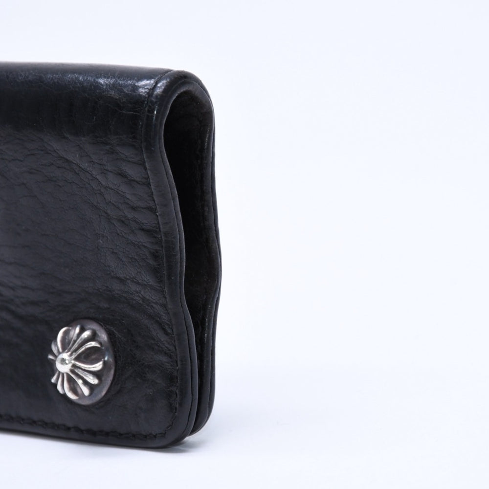 CHROME HEARTS クロムハーツ キーケース クロスボールボタン スナップストラップ ブラック レザー シルバー925 美品 中古 4a005743
