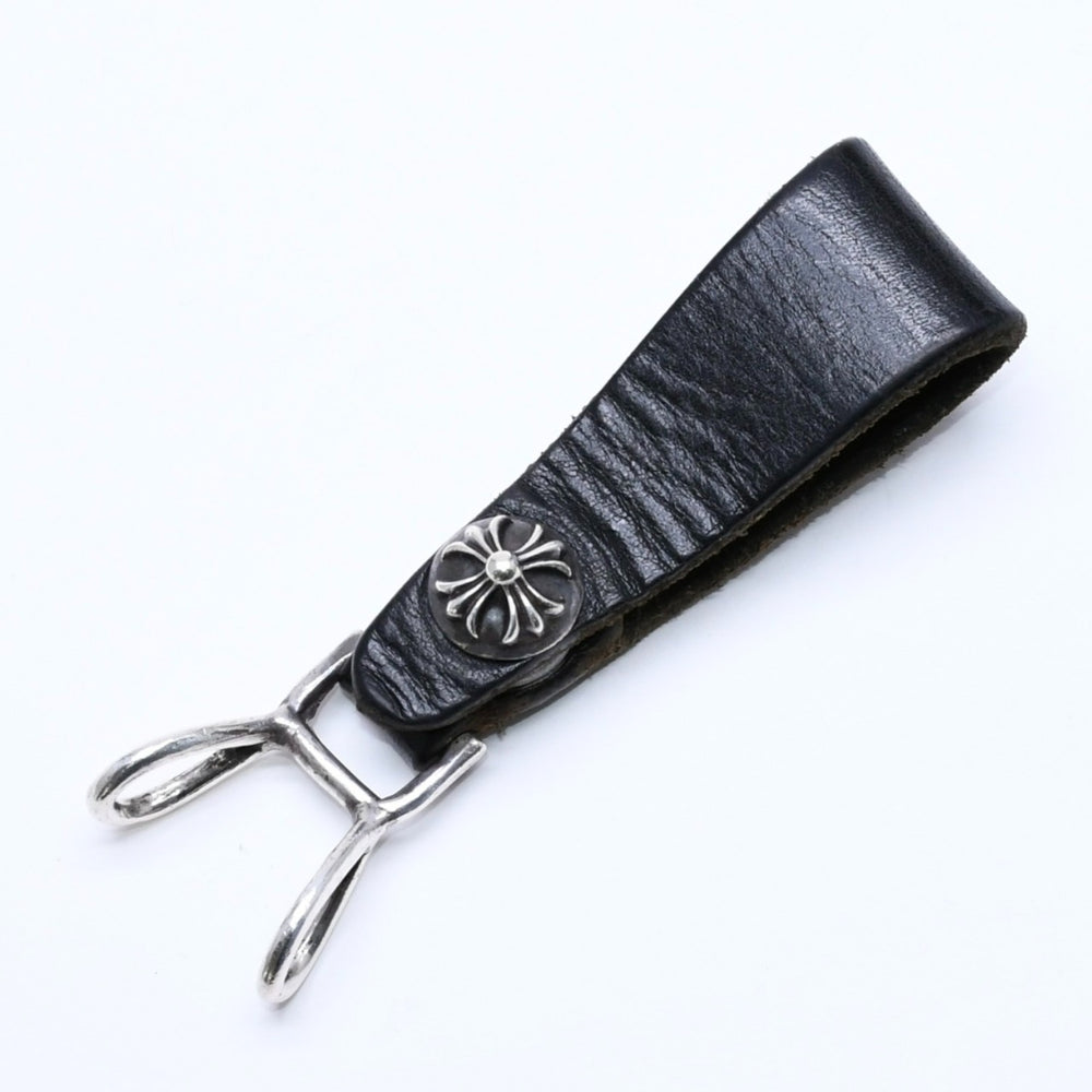 CHROME HEARTS クロムハーツ W BELT LOOP CROSS BUTTON Wベルトループ クロスボタン キーリング レザー 美品 中古 4a005769
