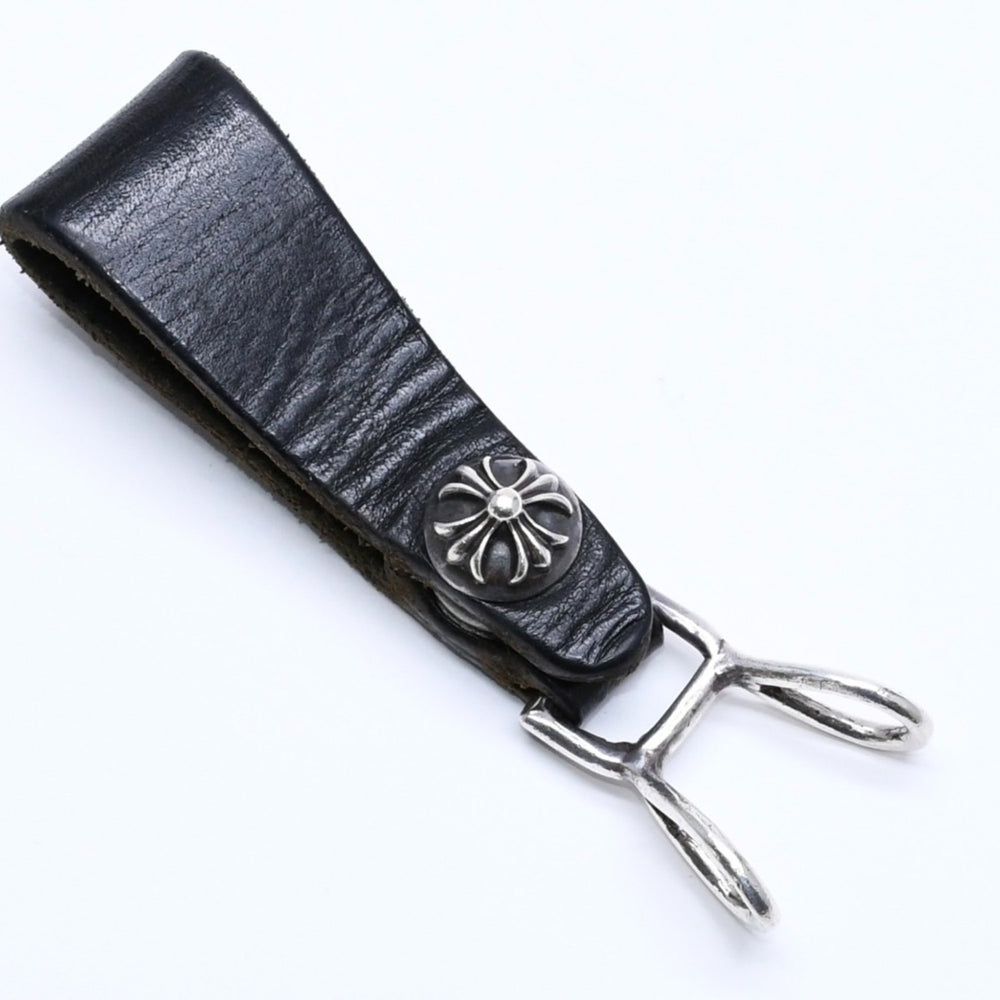 CHROME HEARTS W BELT LOOP CROSS BUTTON W Belt Loop Cross Button Key Ring Leather Good Condition Used 4a005769