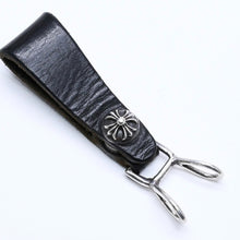 画像をギャラリービューアに読み込む, CHROME HEARTS クロムハーツ W BELT LOOP CROSS BUTTON Wベルトループ クロスボタン キーリング レザー 美品 中古 4a005769