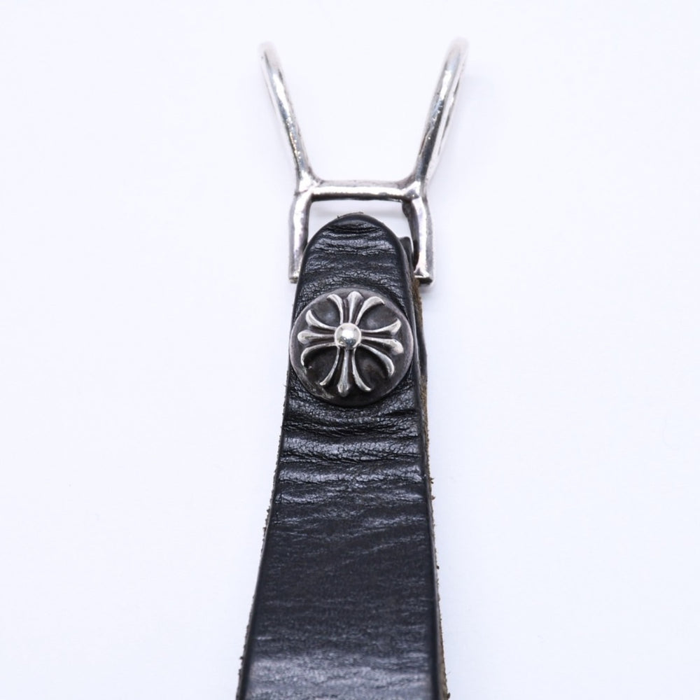 CHROME HEARTS W BELT LOOP CROSS BUTTON W Belt Loop Cross Button Key Ring Leather Good Condition Used 4a005769