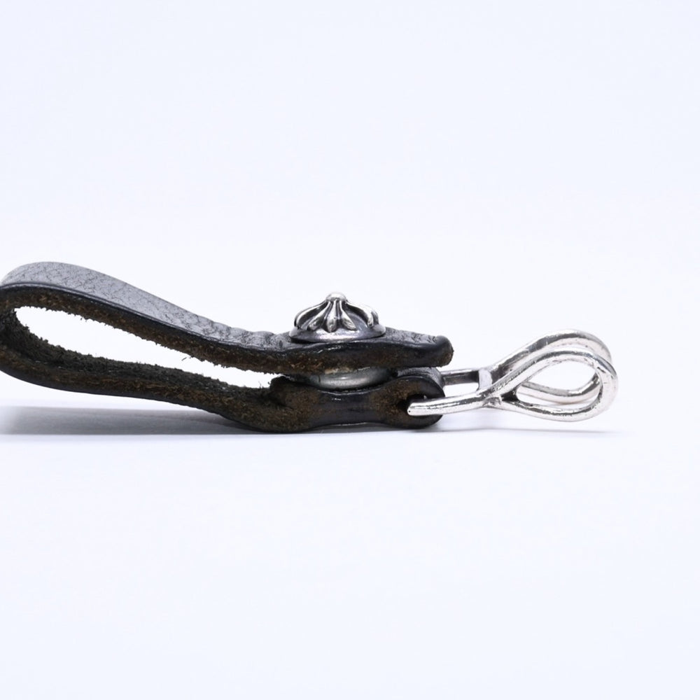 CHROME HEARTS クロムハーツ W BELT LOOP CROSS BUTTON Wベルトループ クロスボタン キーリング レザー 美品 中古 4a005769