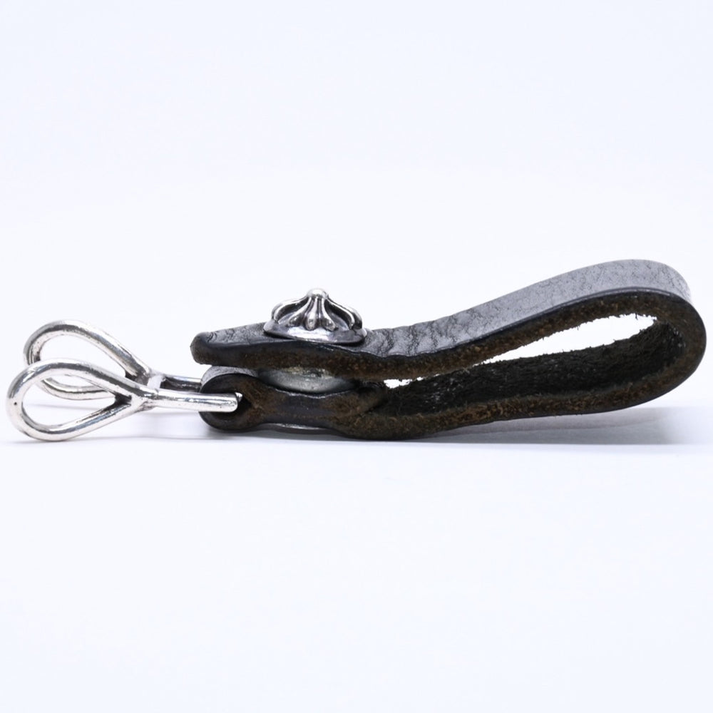 CHROME HEARTS クロムハーツ W BELT LOOP CROSS BUTTON Wベルトループ クロスボタン キーリング レザー 美品 中古 4a005769