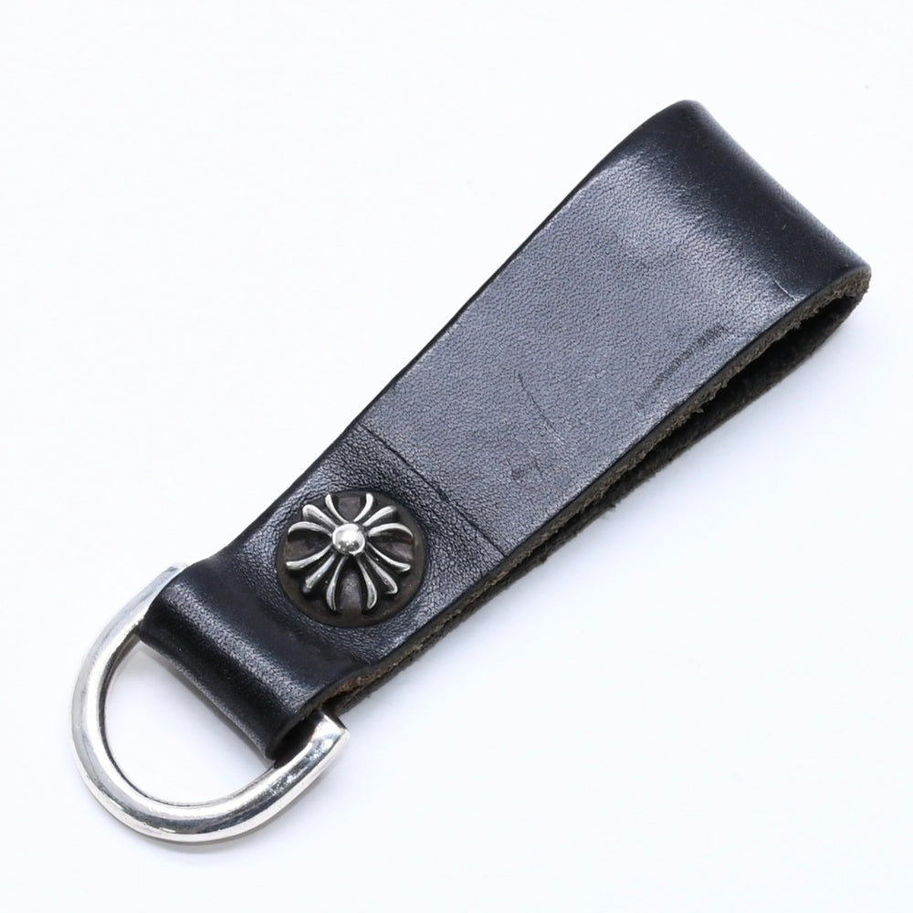 極美品 CHROME HEARTS クロムハーツ BELT LOOP D RING CROSS BALL BUTTON ベルトループ Dリング クロスボタン キーリング レザー 中古 4a005766