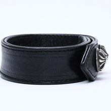 将图片加载到图库查看器，極美品 CHROME HEARTS クロムハーツ 3BTTN 2SNP CRS 3ボタン 2スナップ クロスボール ブレスレット レザー シルバー925 中古 4a005722