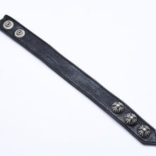 将图片加载到图库查看器，極美品 CHROME HEARTS クロムハーツ 3BTTN 2SNP CRS 3ボタン 2スナップ クロスボール ブレスレット レザー シルバー925 中古 4a005722