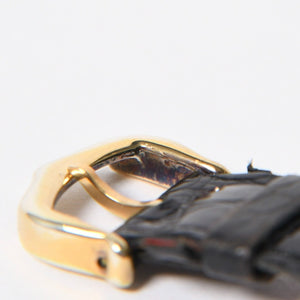 極美品 CARTIER カルティエ サントスデュモン エクストラフラット 腕時計 96062 重量約22.11g 手巻き 白文字盤 18KYG 社外ベルト 中古 4a005458