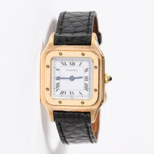 将图片加载到图库查看器中。 極美品 CARTIER カルティエ サントスデュモン エクストラフラット 腕時計 96062 重量約22.11g 手巻き 白文字盤 18KYG 社外ベルト 中古 4a005458