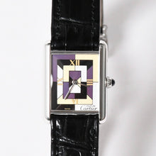 Load the image into the gallery viewer. 極美品 CARTIER カルティエ マストタンク LM アールデコ 腕時計 W1008095 SV925 SS 社外革 QZ マルチ文字盤 世界1000本限定 中古 4a005459