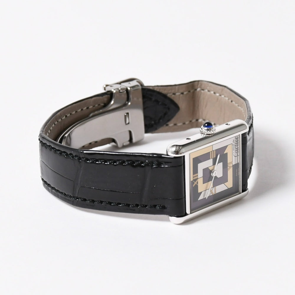 極美品 CARTIER カルティエ マストタンク LM アールデコ 腕時計 W1008095 SV925 SS 社外革 QZ マルチ文字盤 世界1000本限定 中古 4a005459