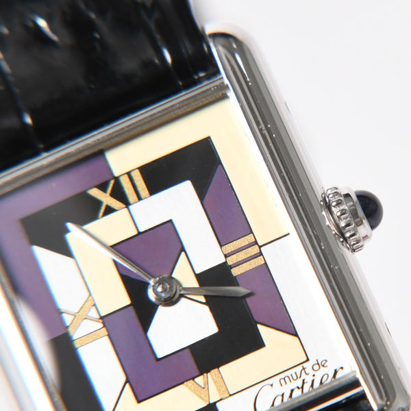 極美品 CARTIER カルティエ マストタンク LM アールデコ 腕時計 W1008095 SV925 SS 社外革 QZ マルチ文字盤 世界1000本限定 中古 4a005459