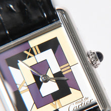 Load the image into the gallery viewer. 極美品 CARTIER カルティエ マストタンク LM アールデコ 腕時計 W1008095 SV925 SS 社外革 QZ マルチ文字盤 世界1000本限定 中古 4a005459