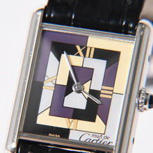 Load the image into the gallery viewer. 極美品 CARTIER カルティエ マストタンク LM アールデコ 腕時計 W1008095 SV925 SS 社外革 QZ マルチ文字盤 世界1000本限定 中古 4a005459