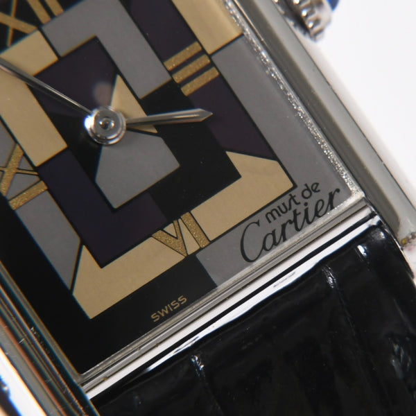 極美品 CARTIER カルティエ マストタンク LM アールデコ 腕時計 W1008095 SV925 SS 社外革 QZ マルチ文字盤 世界1000本限定 中古 4a005459