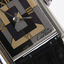 Load the image into the gallery viewer. 極美品 CARTIER カルティエ マストタンク LM アールデコ 腕時計 W1008095 SV925 SS 社外革 QZ マルチ文字盤 世界1000本限定 中古 4a005459