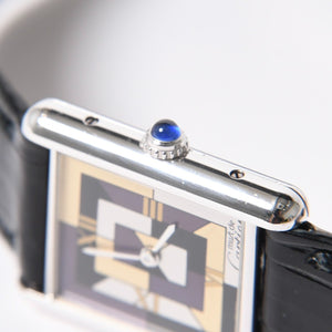 極美品 CARTIER カルティエ マストタンク LM アールデコ 腕時計 W1008095 SV925 SS 社外革 QZ マルチ文字盤 世界1000本限定 中古 4a005459