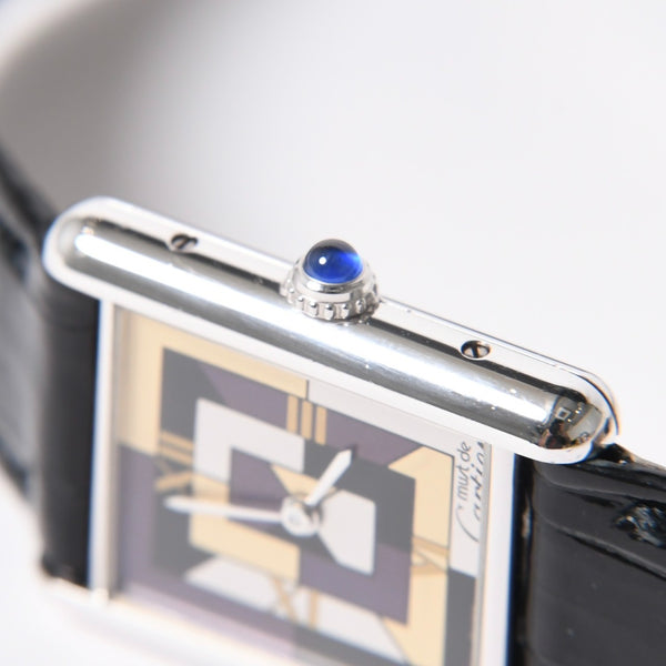 極美品 CARTIER カルティエ マストタンク LM アールデコ 腕時計 W1008095 SV925 SS 社外革 QZ マルチ文字盤 世界1000本限定 中古 4a005459